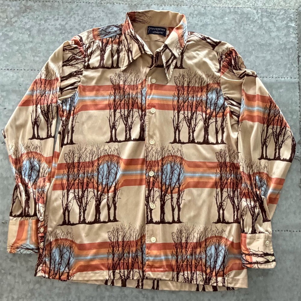 Vintage GIVENCHY for Chesa Men’s Button Down Shirt, Disco Era, 70s